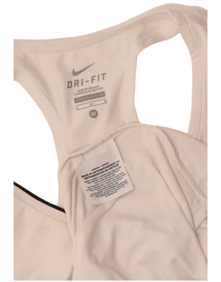 NIKE Womens Dri Fit Vest Top UK 12 Médio Branco Poliéster