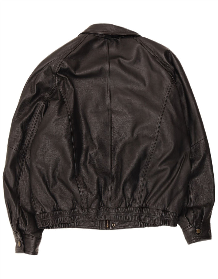 Jaqueta de couro masculina Ivy Crew UK 40 grande preta