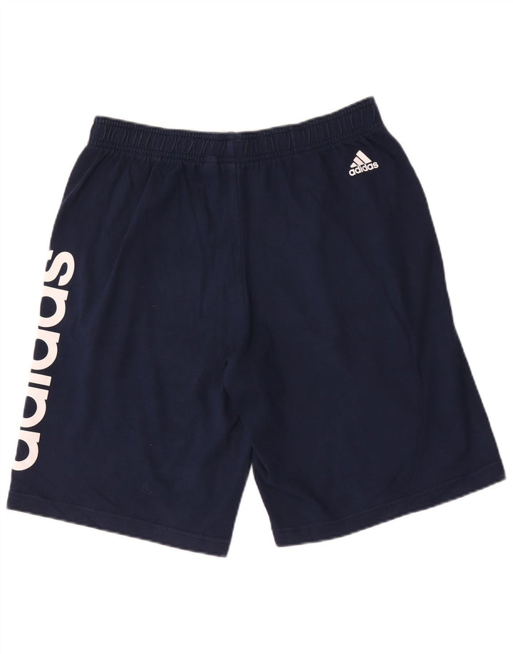Shorts esportivos gráficos masculinos Adidas médio algodão azul marinho