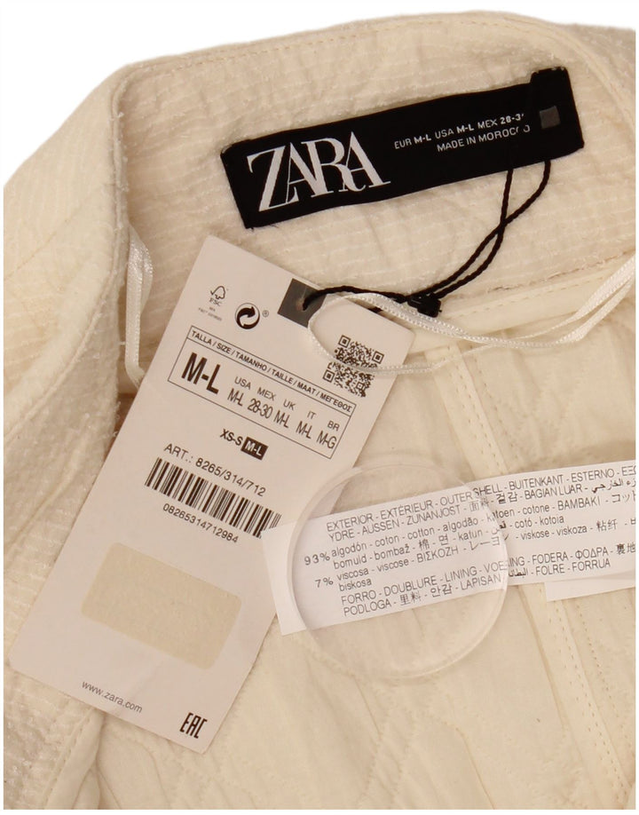 ZARA Jaqueta blazer feminina oversized manga 3/4 aberta Reino Unido 14 médio off white