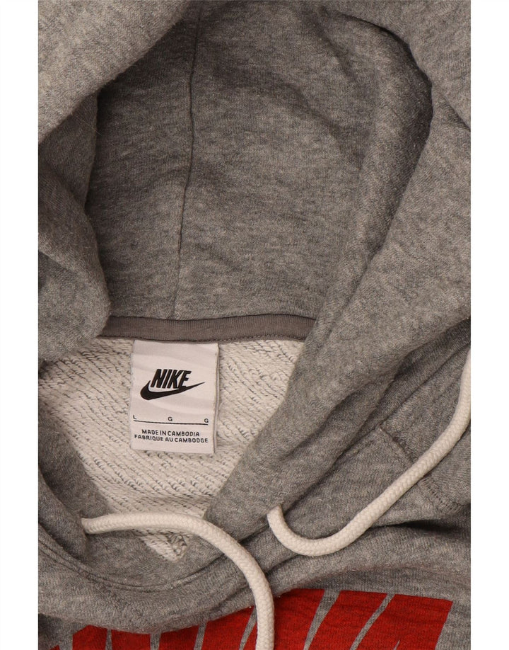 Suéter com capuz gráfico masculino Nike grande algodão cinza