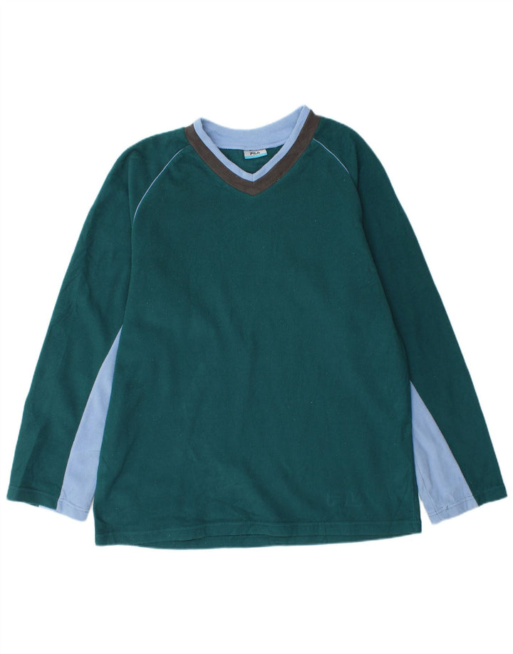 FILA Mens Fleece Jumper Grande Verde Colorblock Poliéster