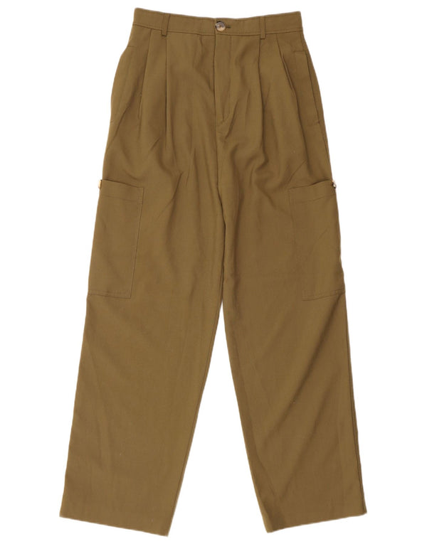 Calça cargo feminina Zara cintura alta com pega XS W24 L21 poliéster cáqui