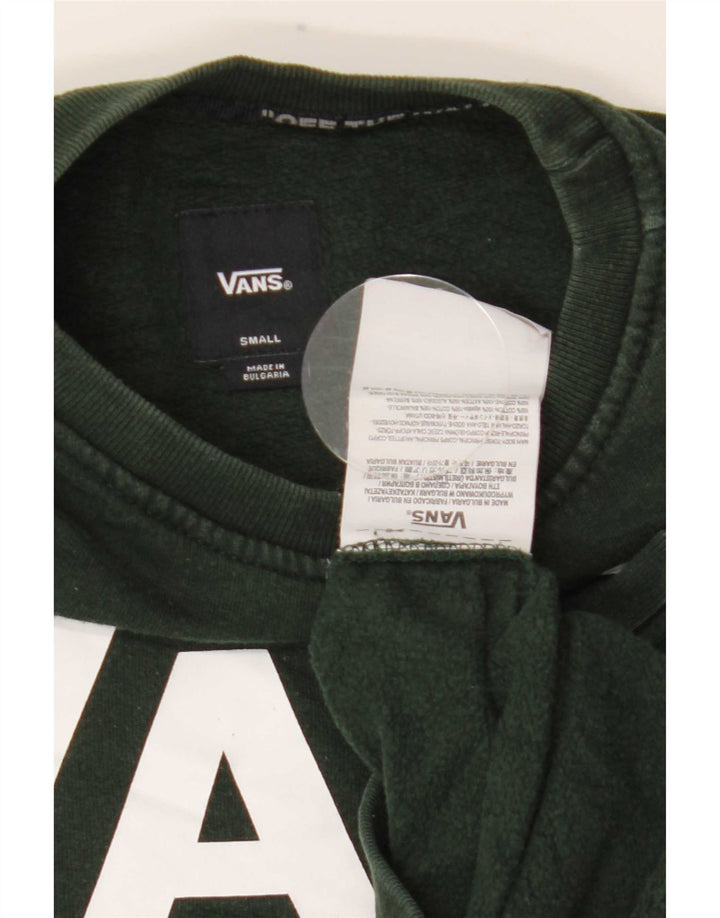 Vans Mens Graphic Moletom Jumper Pequeno Algodão Verde