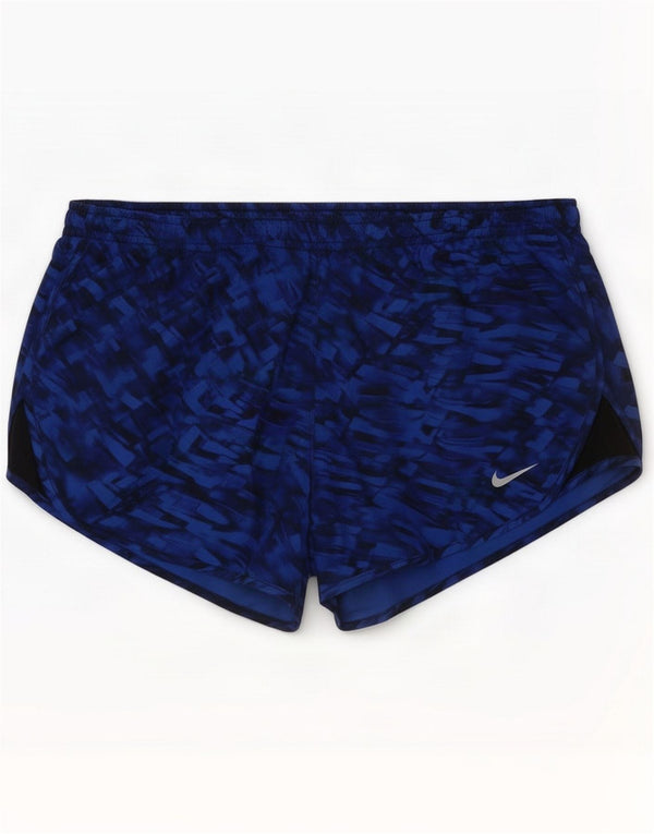 Nike Womens Sport Shorts UK 14 Medium Blue Geometric Sports