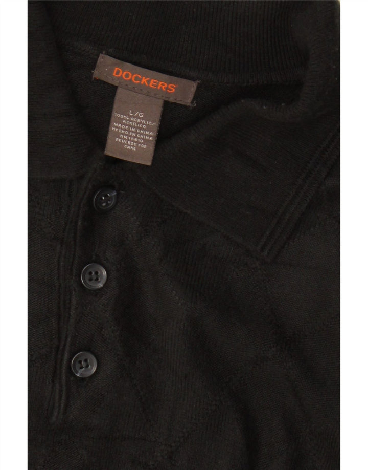 Suéter masculino Dockers com gola polo e acrílico grande preto