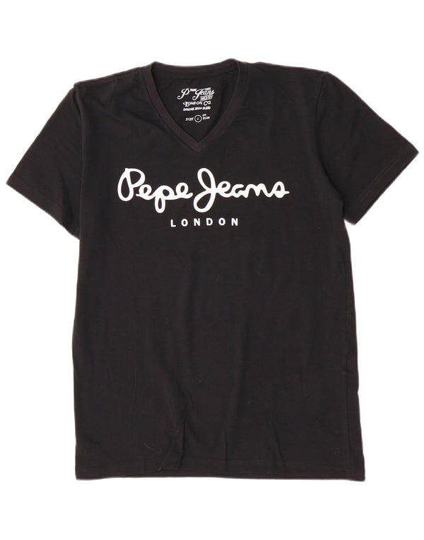 Camiseta feminina PEPE Jeans Slim Graphic UK 14 grande algodão preto