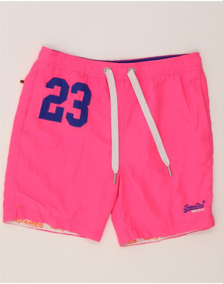 Shorts de natação masculino Superdry Graphic rosa médio