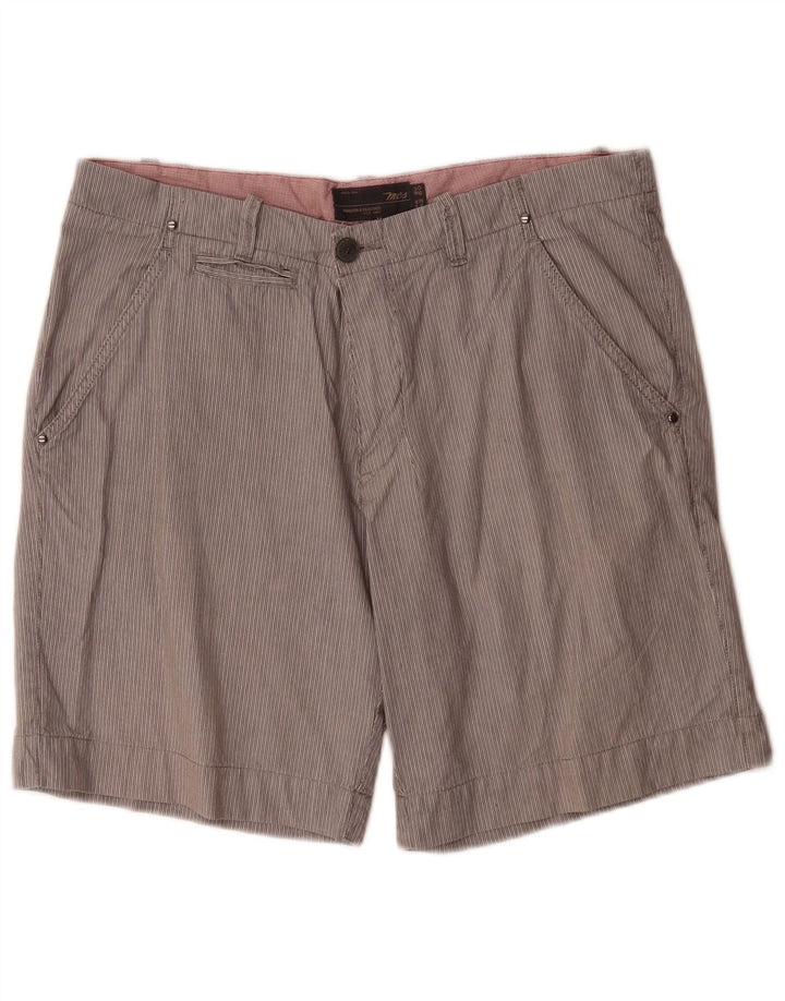 Marlboro Classics Mens Chino Shorts EU 50 Grande W34 Riscas Cinza
