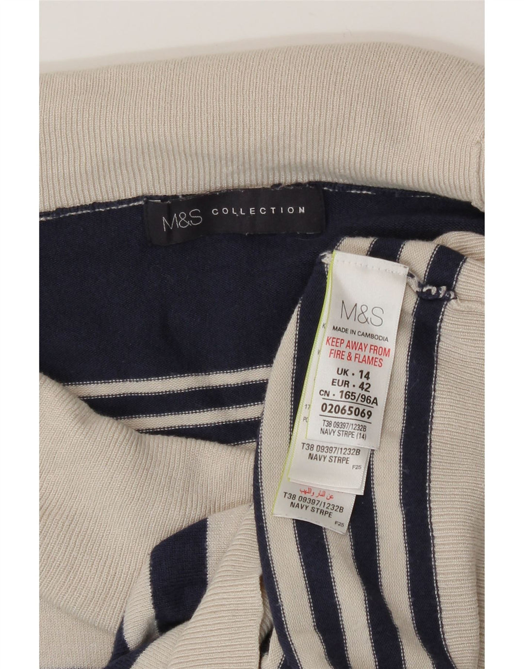 Suéter feminino Marks & Spencer com gola redonda Reino Unido 14 grande azul marinho