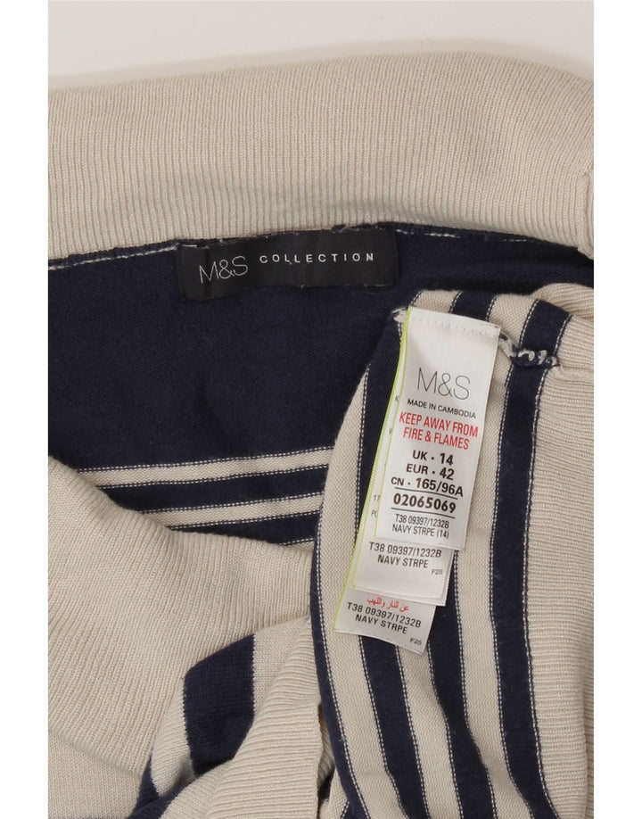 Suéter feminino Marks & Spencer com gola redonda Reino Unido 14 grande azul marinho