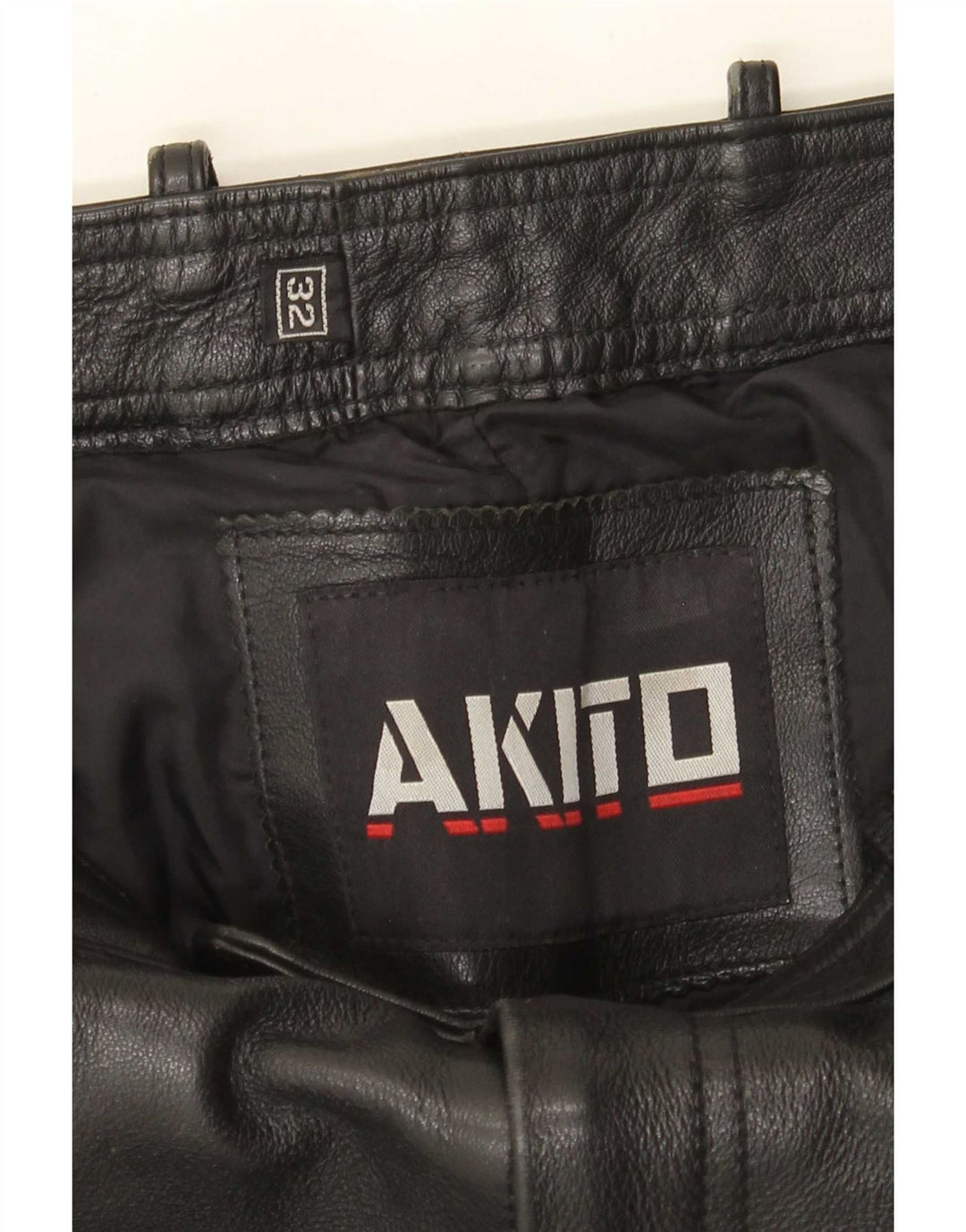 Calça masculina de couro slim Akito W32 L34 couro preto