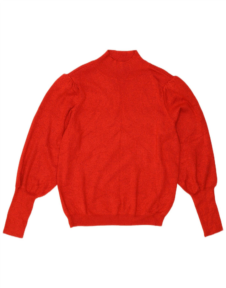 Suéter feminino Marks & Spencer com gola tartaruga Reino Unido 12 viscose vermelha média