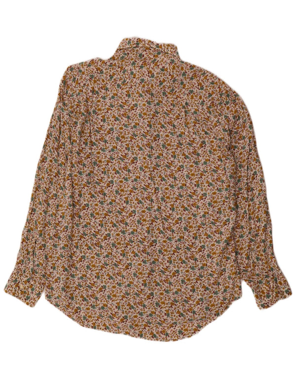 Camisa masculina vintage grande algodão floral bege