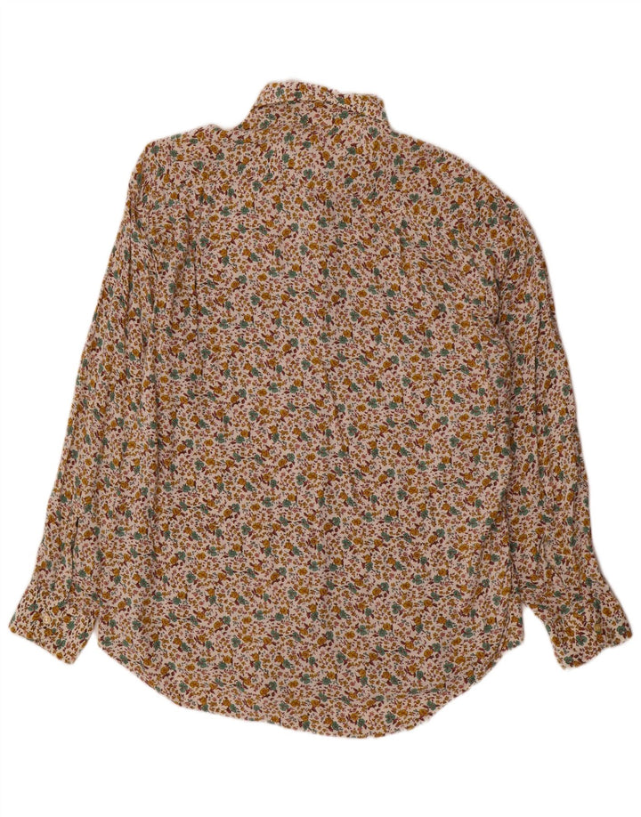 Camisa masculina vintage grande algodão floral bege