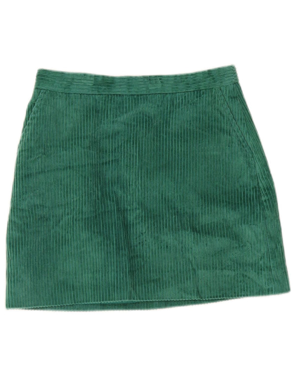 Mini saia de veludo Jack Wills feminina UK 10 pequena W28 algodão verde