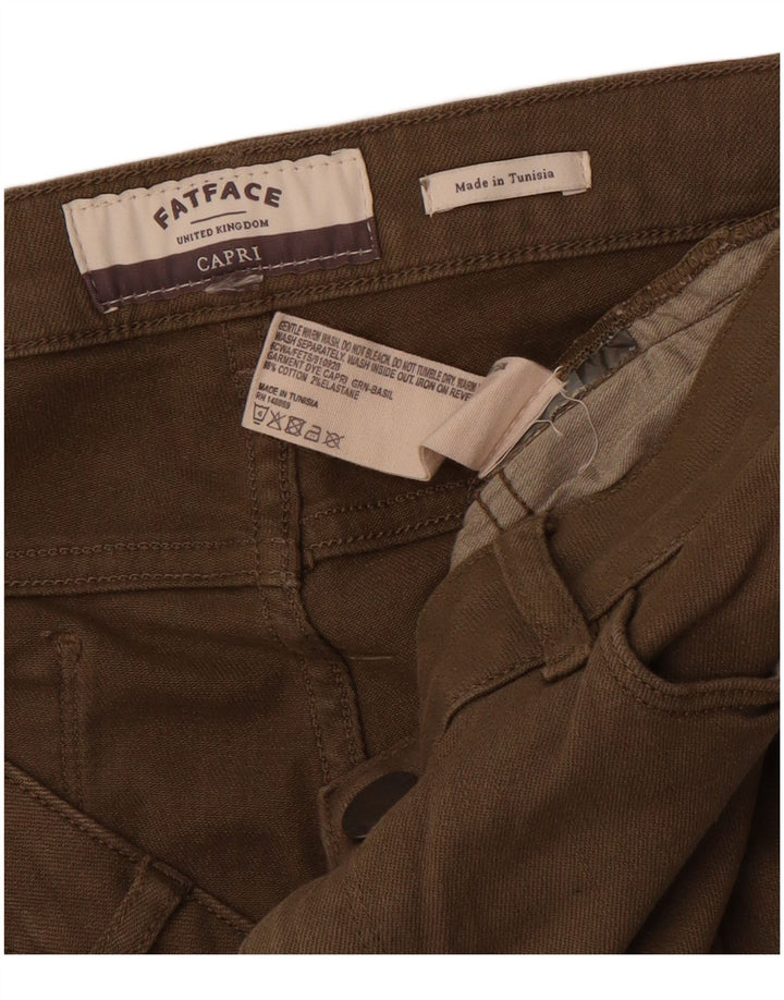 Calça capri reta feminina FAT FACE W34 L23 algodão marrom