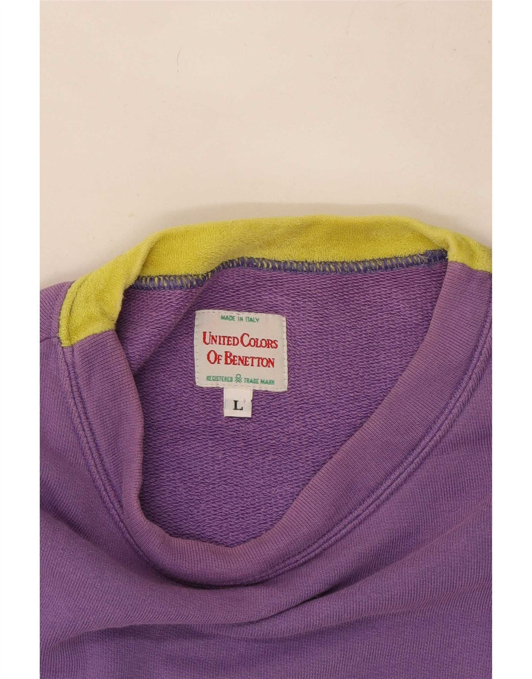 Suéter gráfico oversized feminino Benetton Reino Unido 16 grande roxo