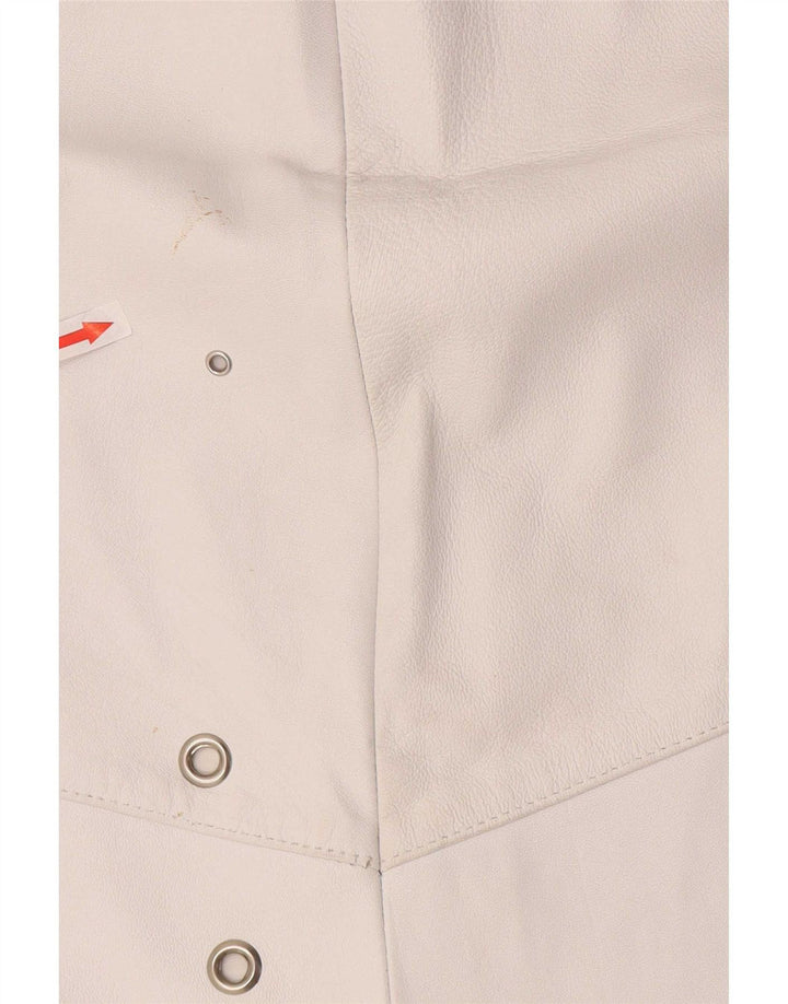 Saia de couro feminina vintage W36 XL branca