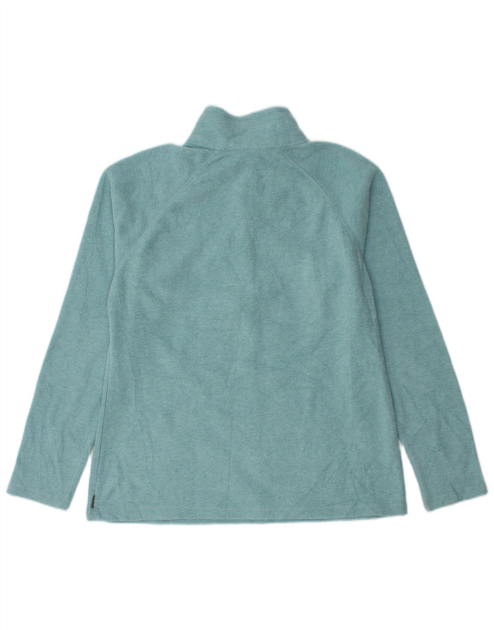 Jumper de lã feminino Eddie Bauer com zíper e gola UK 14 poliéster azul médio