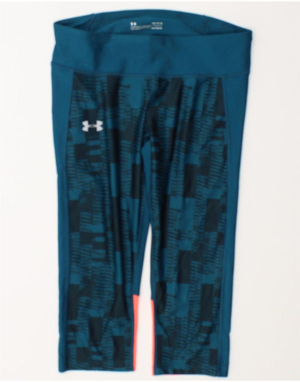 Under Armour Womens Heat Gear Capri Leggings Reino Unido 14 Grande bloco colorido azul