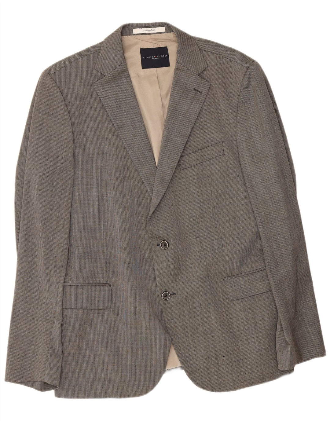 Jaqueta Blazer Masculina Tommy Hilfiger com 2 Botões IT 54 2XL Lã Virgem Cinza