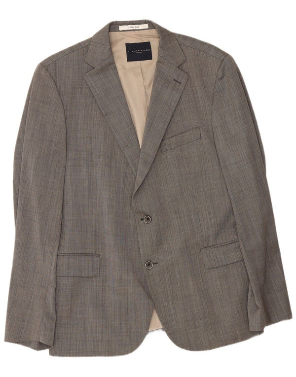 Jaqueta Blazer Masculina Tommy Hilfiger com 2 Botões IT 54 2XL Lã Virgem Cinza