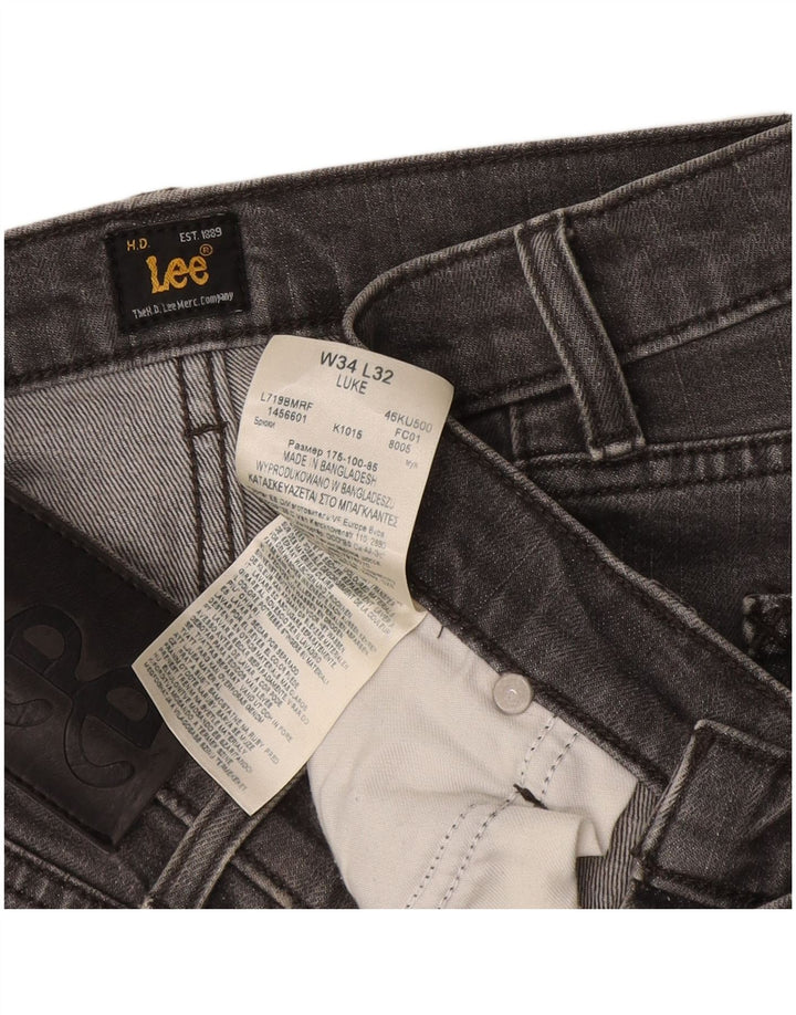 Lee Mens Luke Slim Jeans W34 L32 Algodão Cinza