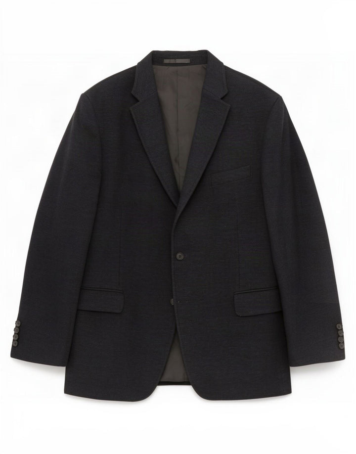 Jaqueta blazer masculina de 2 botões Marks & Spencer Reino Unido 46 XL algodão preto