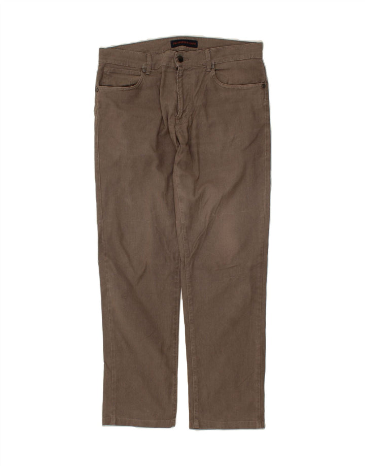TRUSSARDI Mens Straight Casual Trousers W35 L30 Brown Cotton Vintage Trussardi and Second-Hand Trussardi from Messina Hembry 