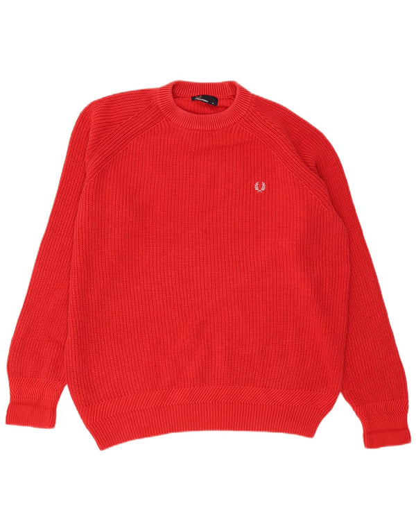 Fred Perry Suéter masculino com gola redonda XL algodão vermelho