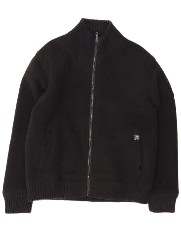 Jaqueta masculina de lã sherpa com zíper 1/4 Urban Spirit Reino Unido 40 poliéster preto grande