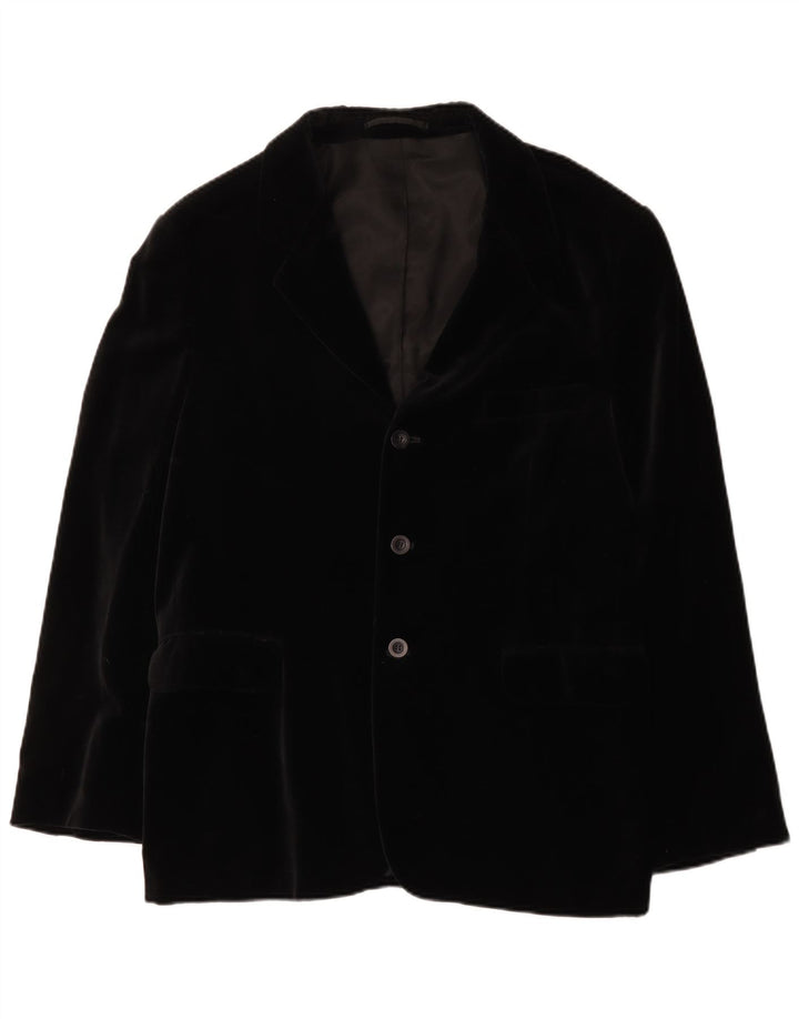 Jaqueta blazer masculina de veludo com 3 botões Impuls Reino Unido 40 grande algodão preto
