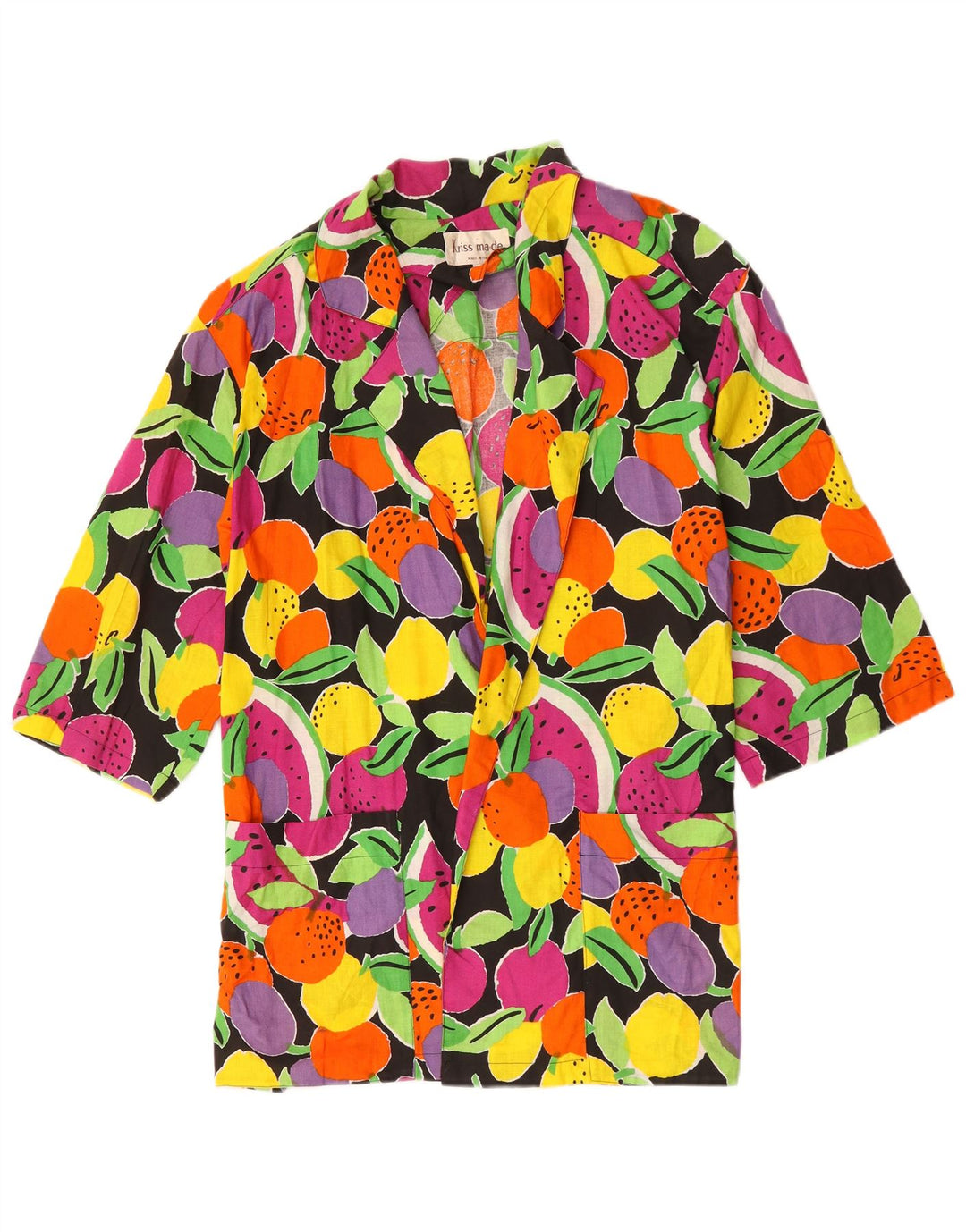 Vestido feminino vintage manga 3/4 IT 42 médio floral multicolorido