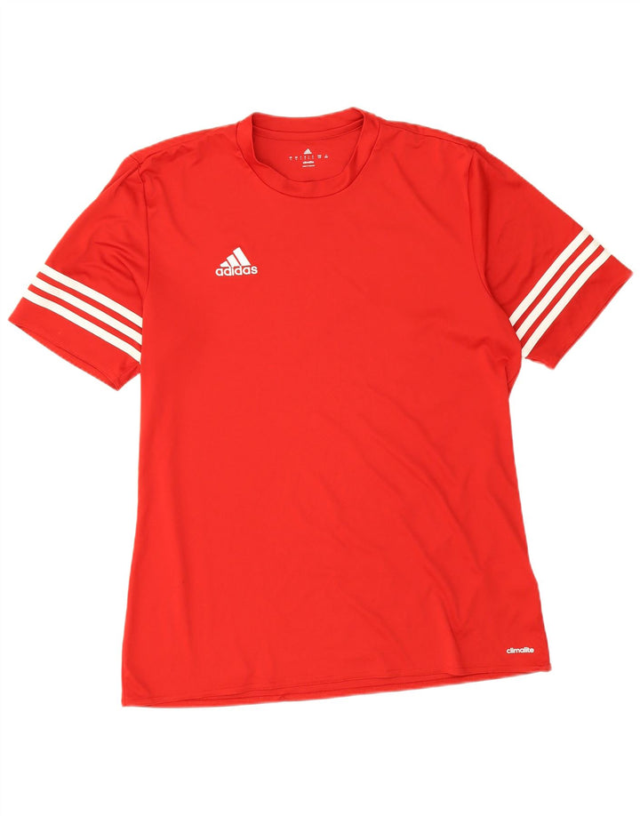 Adidas Mens Climalite Camiseta Top Grande Poliéster Vermelho