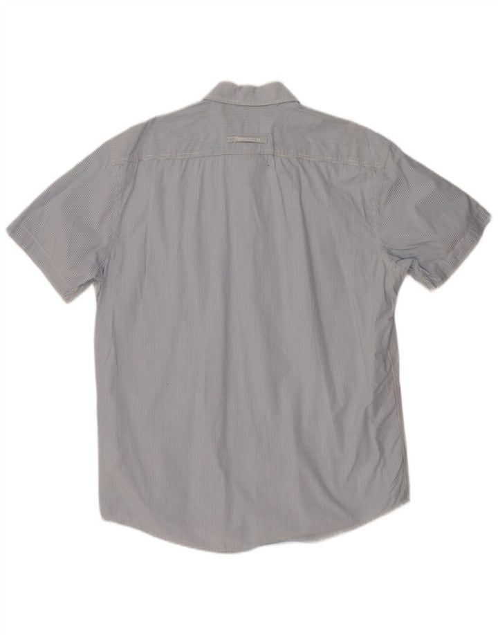 CAMEL ACTIVE Camisa masculina de manga curta com ajuste regular, algodão listrado azul grande