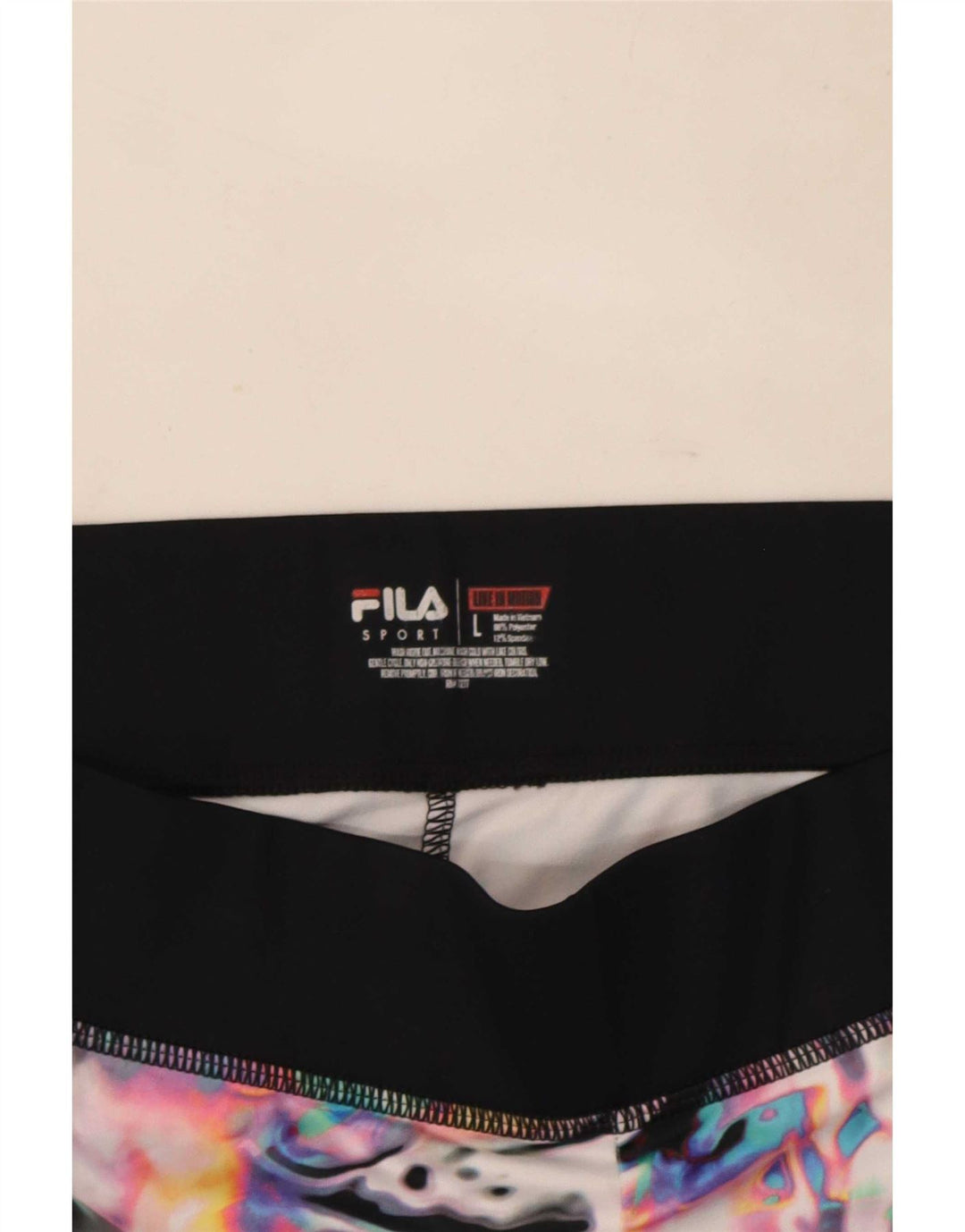 Fila Womens Abstract Pattern Capri Leggings UK 14 Grande Poliéster Preto