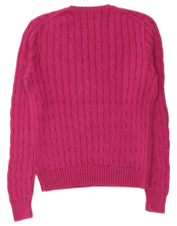 Suéter feminino Polo Ralph Lauren com decote em V Reino Unido 12 algodão rosa médio