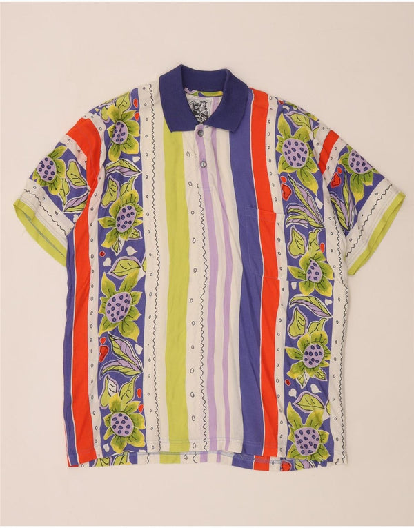 Pulôver vintage masculino com padrão abstrato camisa grande retrô multicolorido