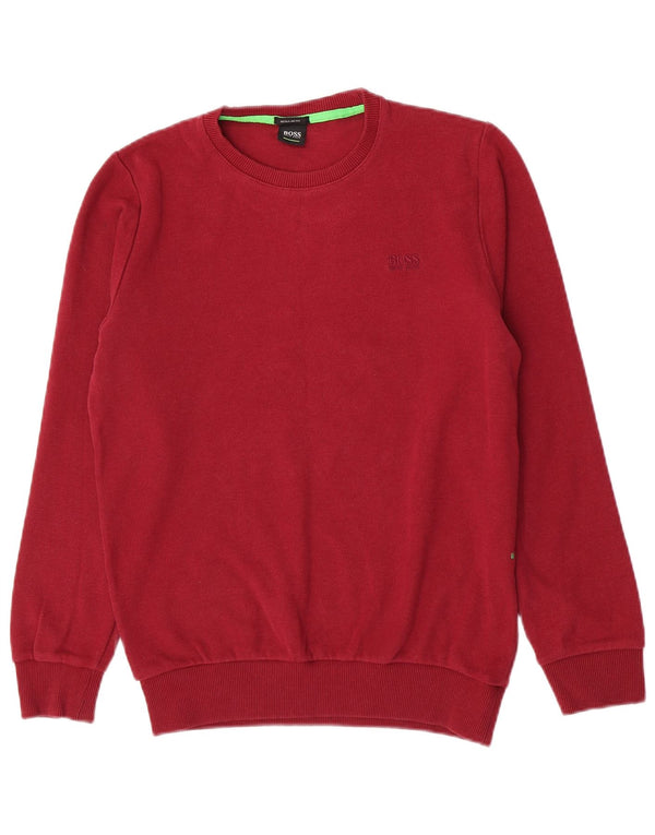 Hugo Boss Mens Regular Fit Moletom Jumper Grande Algodão Borgonha