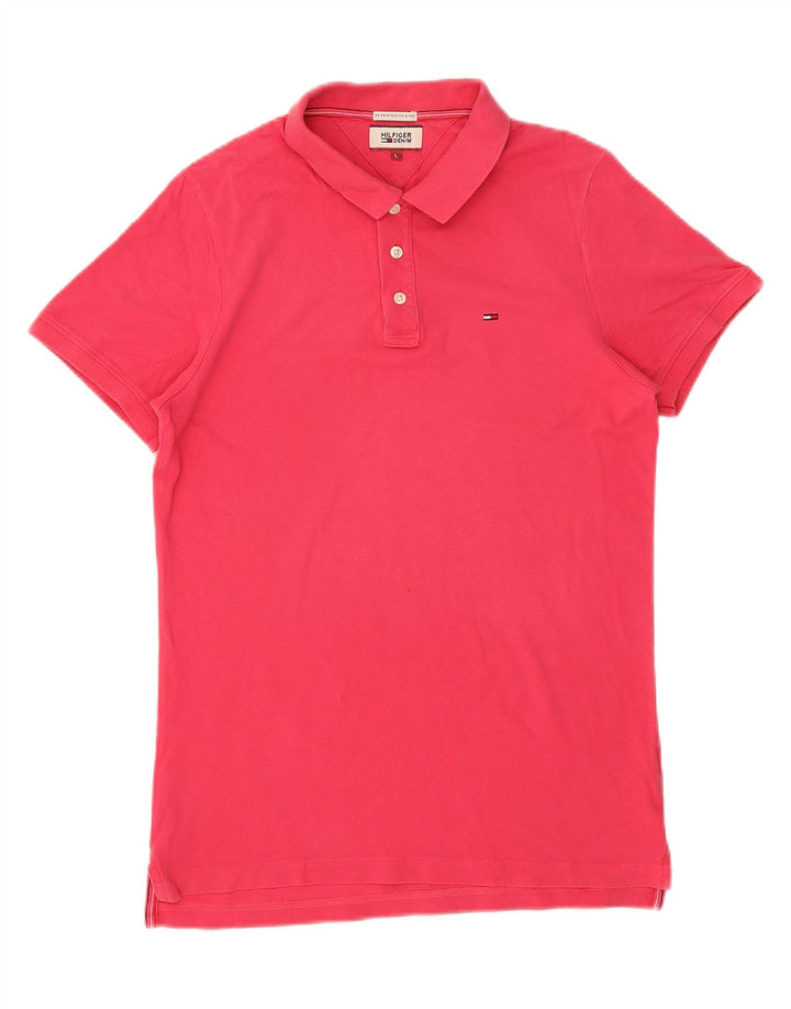 TOMMY HILFIGER Mens Polo Shirt Large Pink Vintage Tommy Hilfiger and Second-Hand Tommy Hilfiger from Messina Hembry 