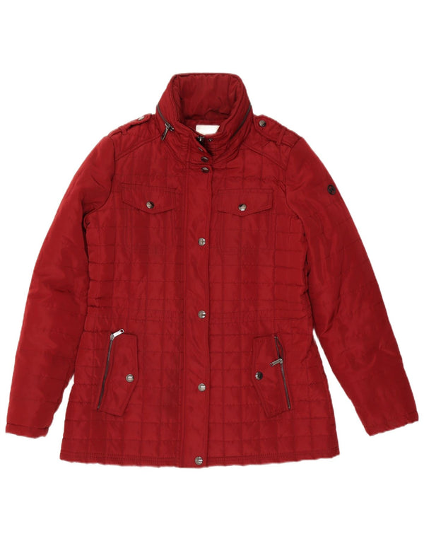 MICHAEL KORS Womens Military Quilted Jacket UK 14 Medium Red