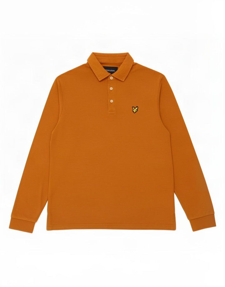 Camisa polo masculina de manga comprida Lyle & Scott algodão laranja médio