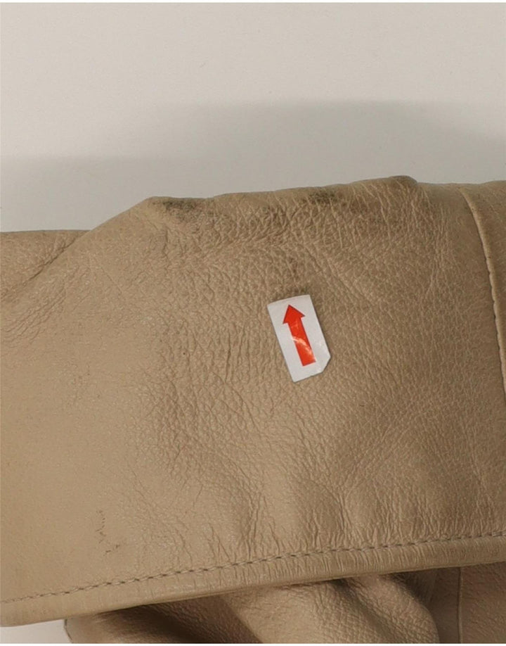 VINTAGE Womens Hooded Leather Coat EU 44 XL Beige Leather Vintage Vintage and Second-Hand Vintage from Messina Hembry 