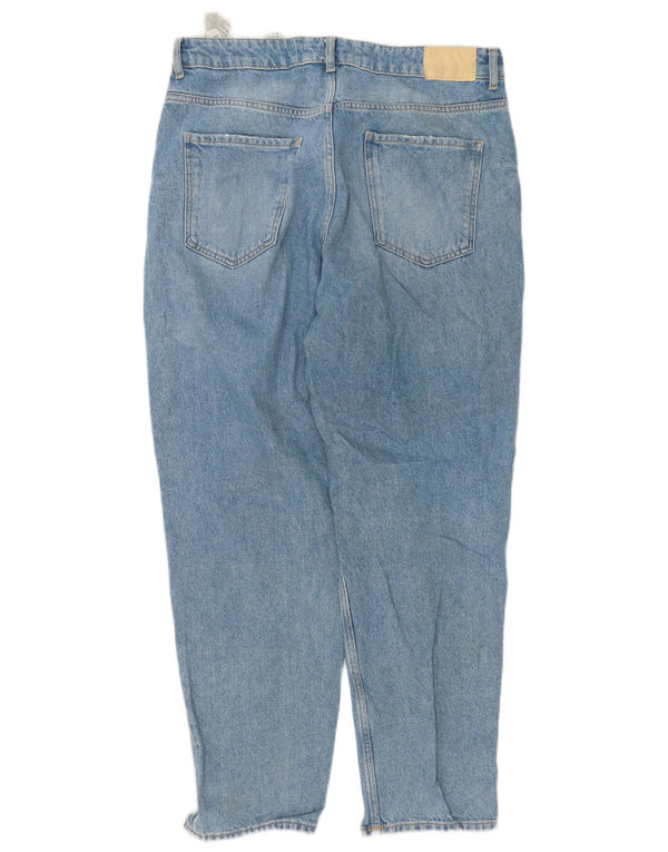 Zara Jeans feminino de cintura alta desgastado EU 44 XL W34 L27 algodão azul