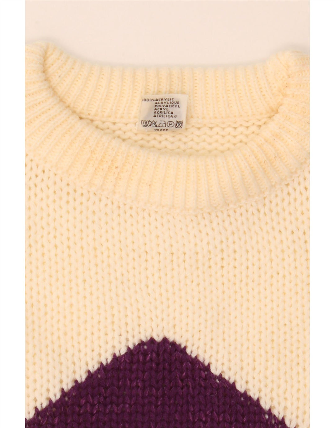 Suéter feminino C&A com gola redonda EU 40 Médio Off White Argyle/Diamante
