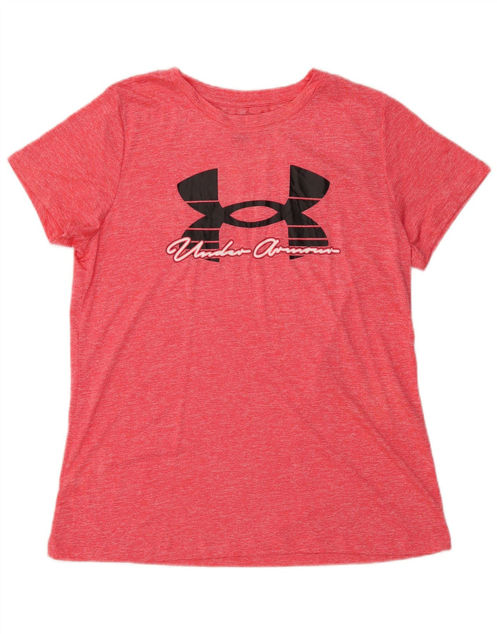 Camiseta gráfica feminina UNDER ARMOUR UK 14 grande vermelha manchada