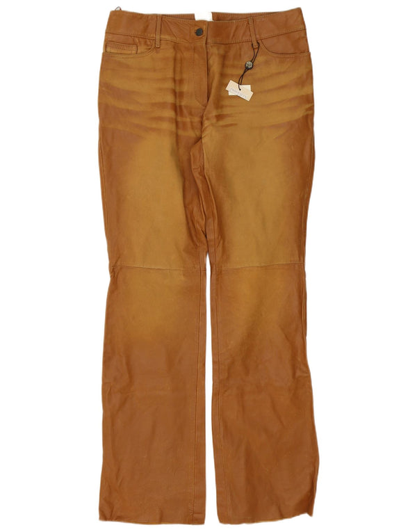 Calças de couro masculinas vintage W34 L35 marrom