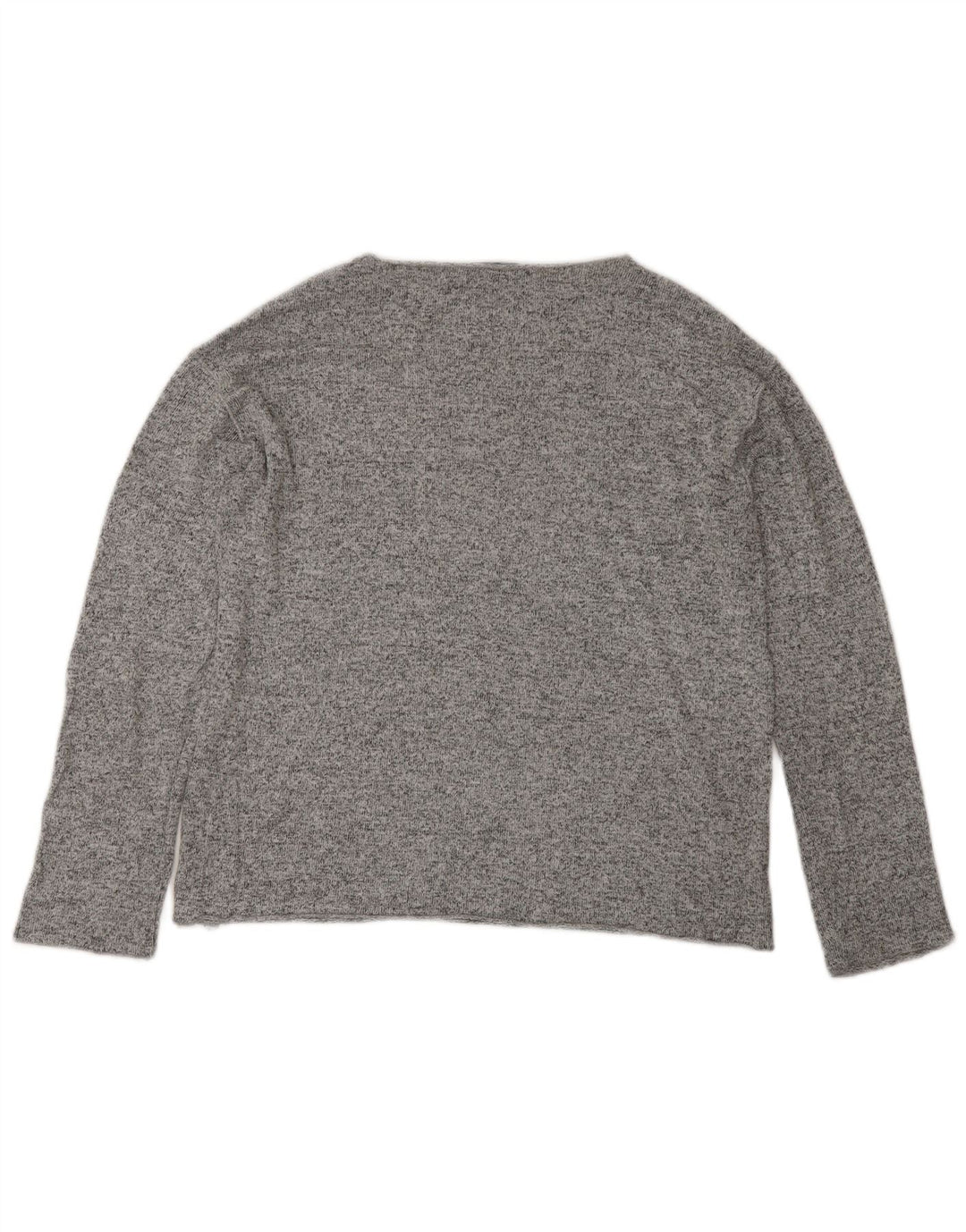 Top feminino Zara manga comprida UK 10 viscose manchada cinza pequena