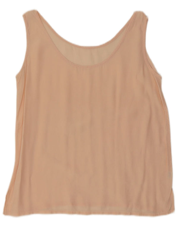 Blusa feminina vintage sem mangas Top UK 16 grande seda rosa